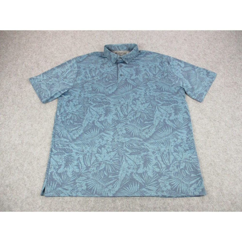 Ariat Polo Shirt Mens XL Blue Tropical Floral AriatTEK Stretch Performance Golf